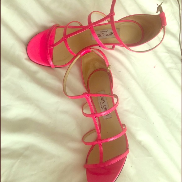 hot pink heeled sandals